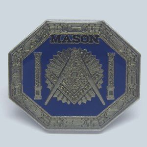 Freemason Masonic Large Lapel Pin Compass Octagon Gold Men Jewelry